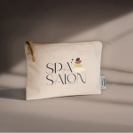 Neceser de algodón orgánico rectangular con certificación GOTS color natural vista detalle 4