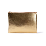 Neceser compacto de PU con acabado dorado y cremallera a juego color dorado primera vista