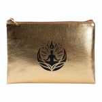 Neceser compacto de PU con acabado dorado y cremallera a juego color dorado tercera vista