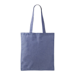 Bolsa tote de algodón y poliéster con asas largas 120 g/m2 color azul primera vista
