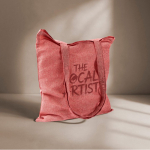 Bolsa tote de algodón y poliéster con asas largas 120 g/m2 color rojo tercera vista