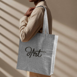 Bolsa tote de algodón y poliéster amplia con acabado jaspeado 240/m2 color negro cuarta vista