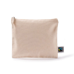 Neceser plano de algodón Fairtrade con tirador a juego 220 g/m2 color natural primera vista