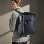 Mochila de trabajo para portátil de cuero sintético 15'' color azul marino vista detalle