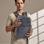 Mochila ligera de nylon para portátil con bolsillo antirrobo 16'' color gris vista detalle 2
