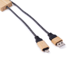 Cable de carga de 1M de largo con detalle en bambú para personalizar color negro cuarta vista