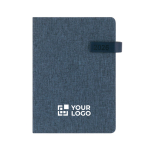 Agenda de RPET de tapa rígida con cierre magnético y vista diaria A5 vista principal