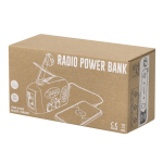 Radio portátil solar con linterna y batería externa de emergencia vista con caja