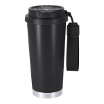 Vaso take away de acero inox reciclado con cinta de transporte 500ml color negro primera vista