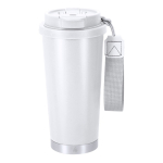 Vaso take away de acero inox reciclado con cinta de transporte 500ml color blanco primera vista