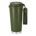 Vaso take away de acero inox reciclado con cinta de transporte 500ml color verde primera vista