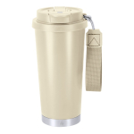 Vaso take away de acero inox reciclado con cinta de transporte 500ml color natural primera vista