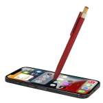 Bolígrafo puntero de aluminio con pulsador de bambú tinta azul segunda vista