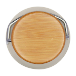 Botella de acero inoxidable de pared simple y tapa con bambú 550ml color arena tercera vista frontal