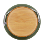 Botella de acero inoxidable de pared simple y tapa con bambú 550ml color verde oscuro tercera vista frontal