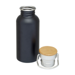 Botella de acero inoxidable de pared simple y tapa con bambú 550ml segunda vista