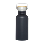 Botella de acero inoxidable de pared simple y tapa con bambú 550ml segunda vista frontal