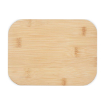 Fiambrera de vidrio con tapa de bambú y sellado de silicona 1L color azul cian segunda vista frontal