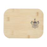 Fiambrera de vidrio con tapa de bambú y sellado de silicona 1L vista impresión tampografía