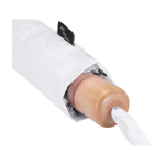 Paraguas manual RPET 21” de poliéster pongee con mango de madera Ø99 color blanco vista detalle 1