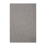 Portafolio ecológico con cierre de madera de nogal A5 hojas a rayas color gris tercera vista trasera