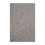 Portafolio ecológico con cierre de madera de nogal A5 hojas a rayas color gris tercera vista frontal