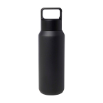 Botella de acero inox reciclado apta para bebidas carbonatadas 600ml color negro segunda vista frontal