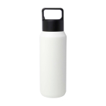 Botella de acero inox reciclado apta para bebidas carbonatadas 600ml color blanco segunda vista trasera
