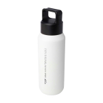 Botella de acero inox reciclado apta para bebidas carbonatadas 600ml color blanco vista impresa logo 2