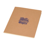 Libreta con tapa de cartón kraft y lomo cosido A5 hojas punteadas color natural vista impresión tampografía