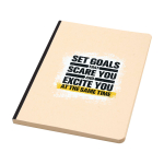 Cuaderno de tapa blanda de caña de azúcar y RPET A5 hojas a rayas color negro vista impresión serigrafía