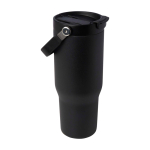 Vaso de acero inoxidable reciclado con tapa de doble función 900ml color negro