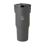 Vaso de acero inoxidable reciclado con tapa de doble función 900ml vista impresa logo 2
