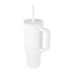 Vaso térmico con pajita de silicona y tapa antisalpicaduras 900ml color blanco