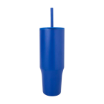 Vaso térmico con pajita de silicona y tapa antisalpicaduras 900ml color azul real segunda vista frontal