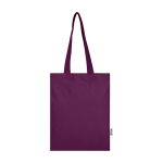 Bolsa de la compra de algodón reciclado y RPET 7L 140 g/m2 color morado segunda vista frontal