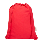 Mochila de cuerdas de algodón reciclado y RPET 5L 140 g/m2 color rojo segunda vista frontal