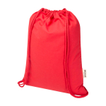 Mochila de cuerdas de algodón reciclado y RPET 5L 140 g/m2 color rojo