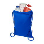 Mochila de cuerdas de algodón reciclado y RPET 5L 140 g/m2 color azul real segunda vista
