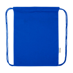 Mochila de cuerdas de algodón reciclado y RPET 5L 140 g/m2 color azul real tercera vista frontal