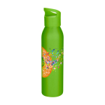 Botella de acero inoxidable reciclado de pared simple 650ml color verde fluorescente