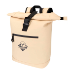 Mochila enrollable de piel sintética impermeable para PC 15” color marfil vista impresión transfer