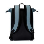 Mochila enrollable de piel sintética impermeable para PC 15'' color azul cian segunda vista trasera