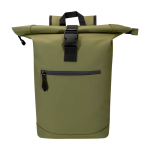 Mochila enrollable de piel sintética impermeable para PC 15” color verde oscuro segunda vista frontal