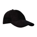 Gorra clásica versátil de pana reciclada de 6 paneles 280 g/m2 color negro vista lateral