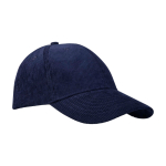 Gorra clásica versátil de pana reciclada de 6 paneles 280 g/m2 color azul marino vista lateral