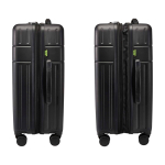 Trolley expandible de plástico reciclado resistente a impactos color negro vista lateral