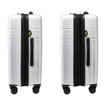 Trolley expandible de plástico reciclado resistente a impactos color plateado vista lateral