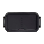 Fiambrera de plástico con cubiertos a juego y amplio compartimiento color blanco segunda vista frontal