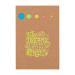 Marcapáginas de madera con notas adhesivas equeñas y grandes color natural vista impresión tampografía